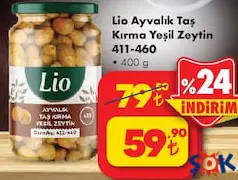 LİO AYVALIK TAŞ KIRMA YEŞİL ZEYTİN 411-460 400 G